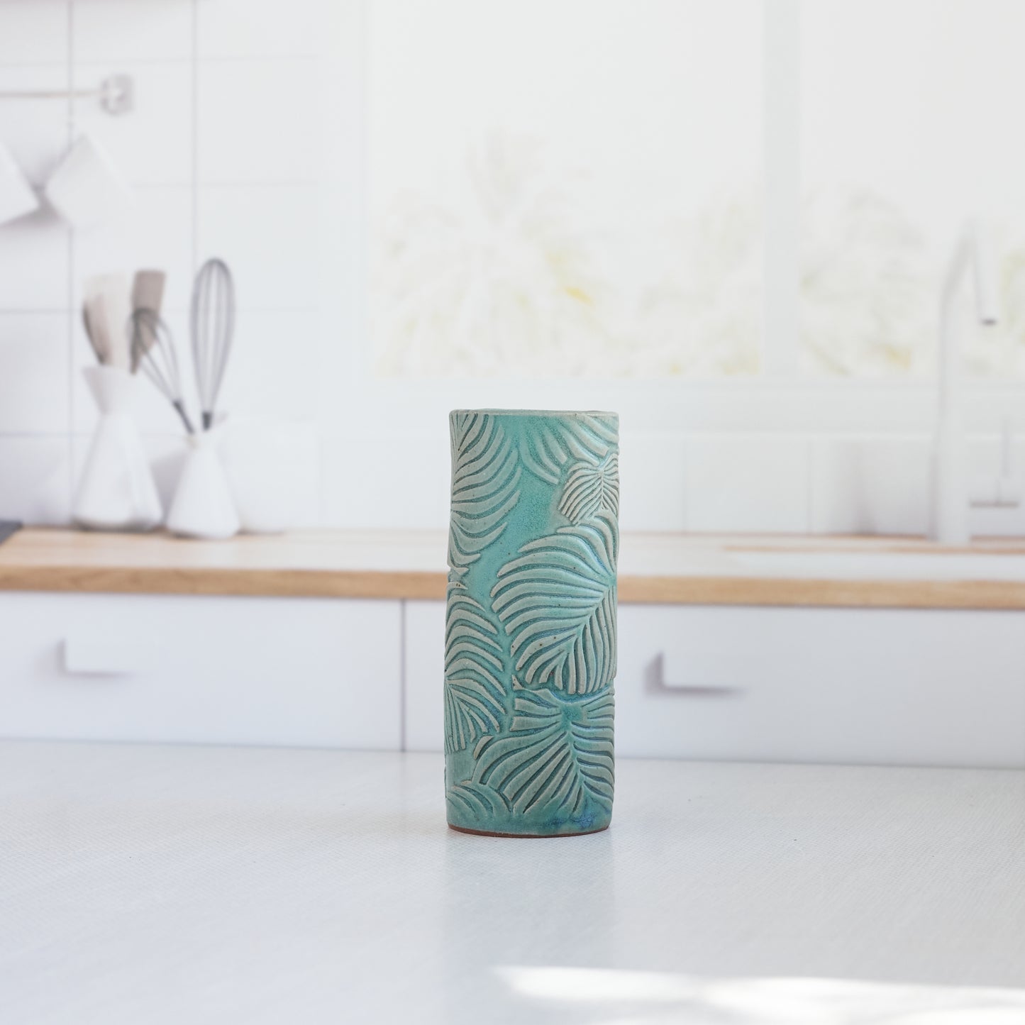 Bud Vase - Teal Frond