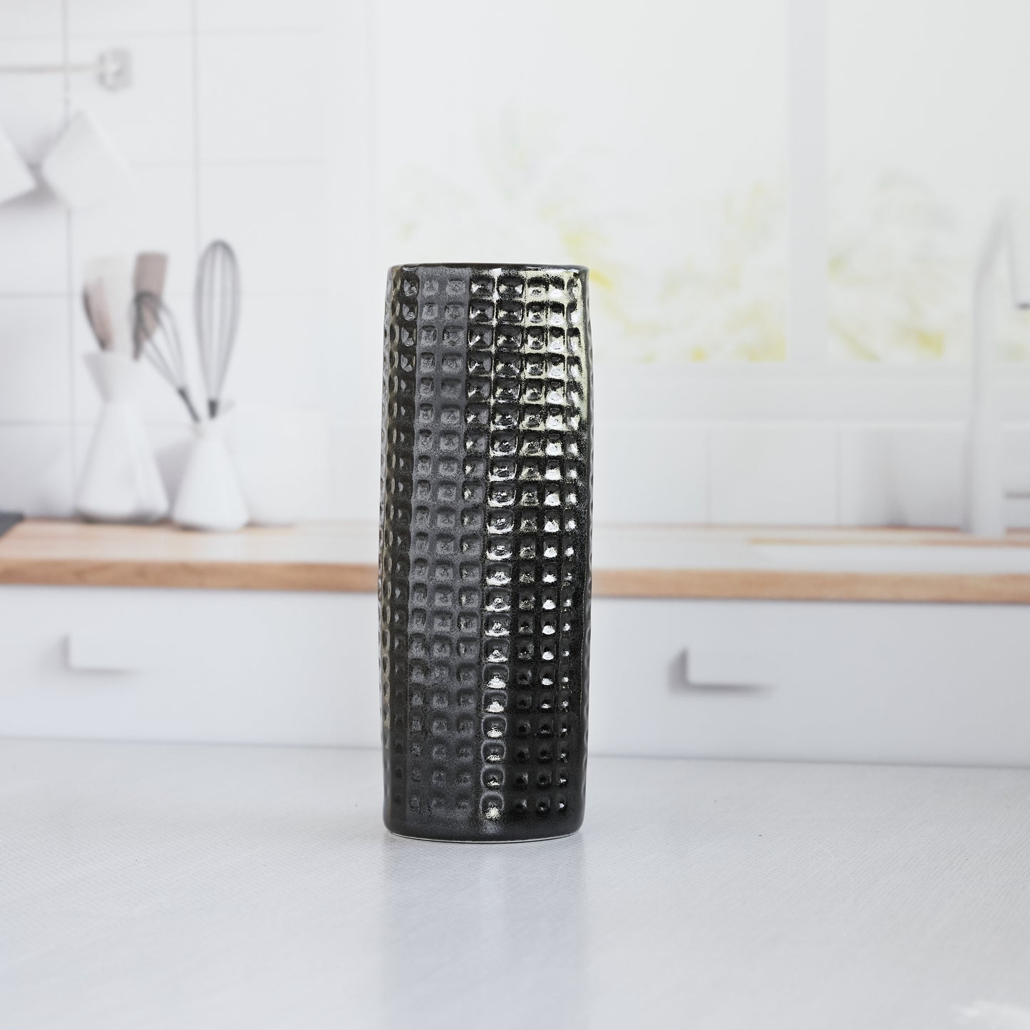 Bud Vase - Black Grid