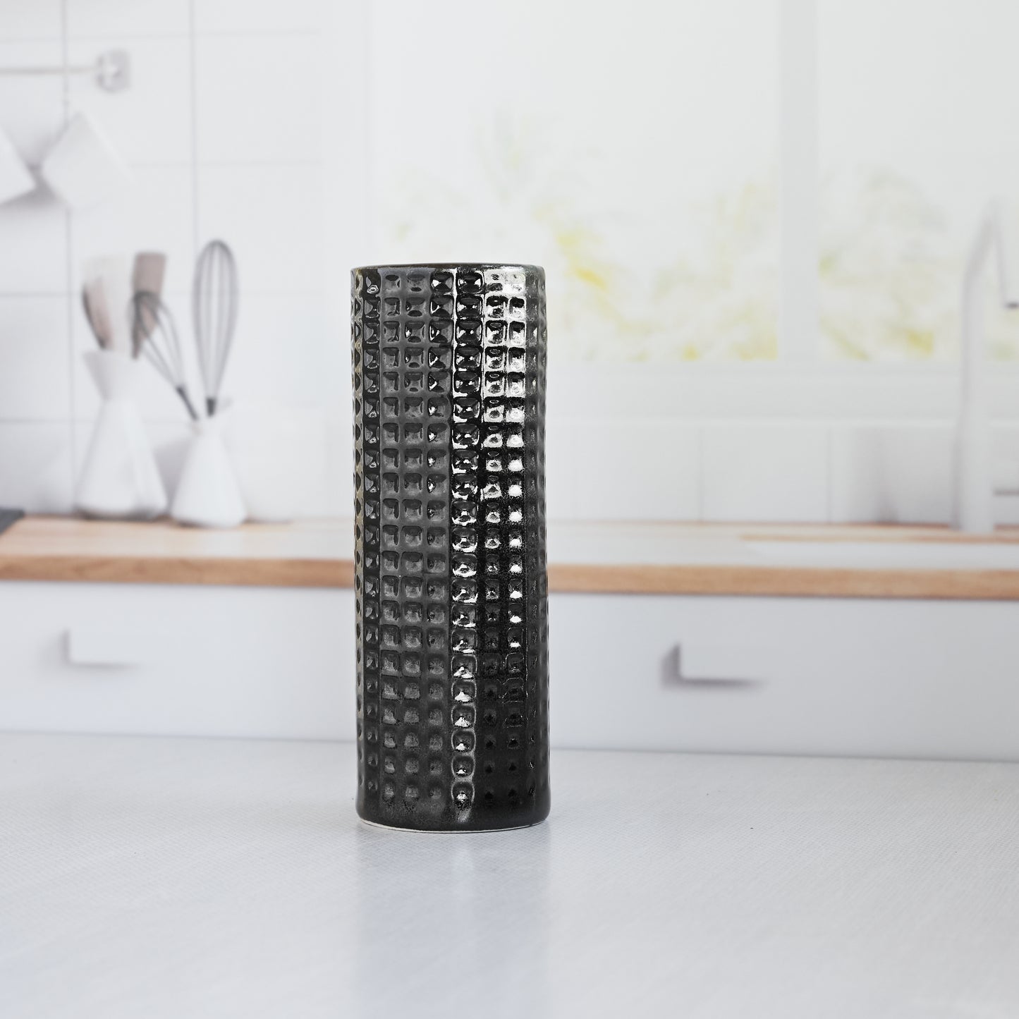 Bud Vase - Black Grid