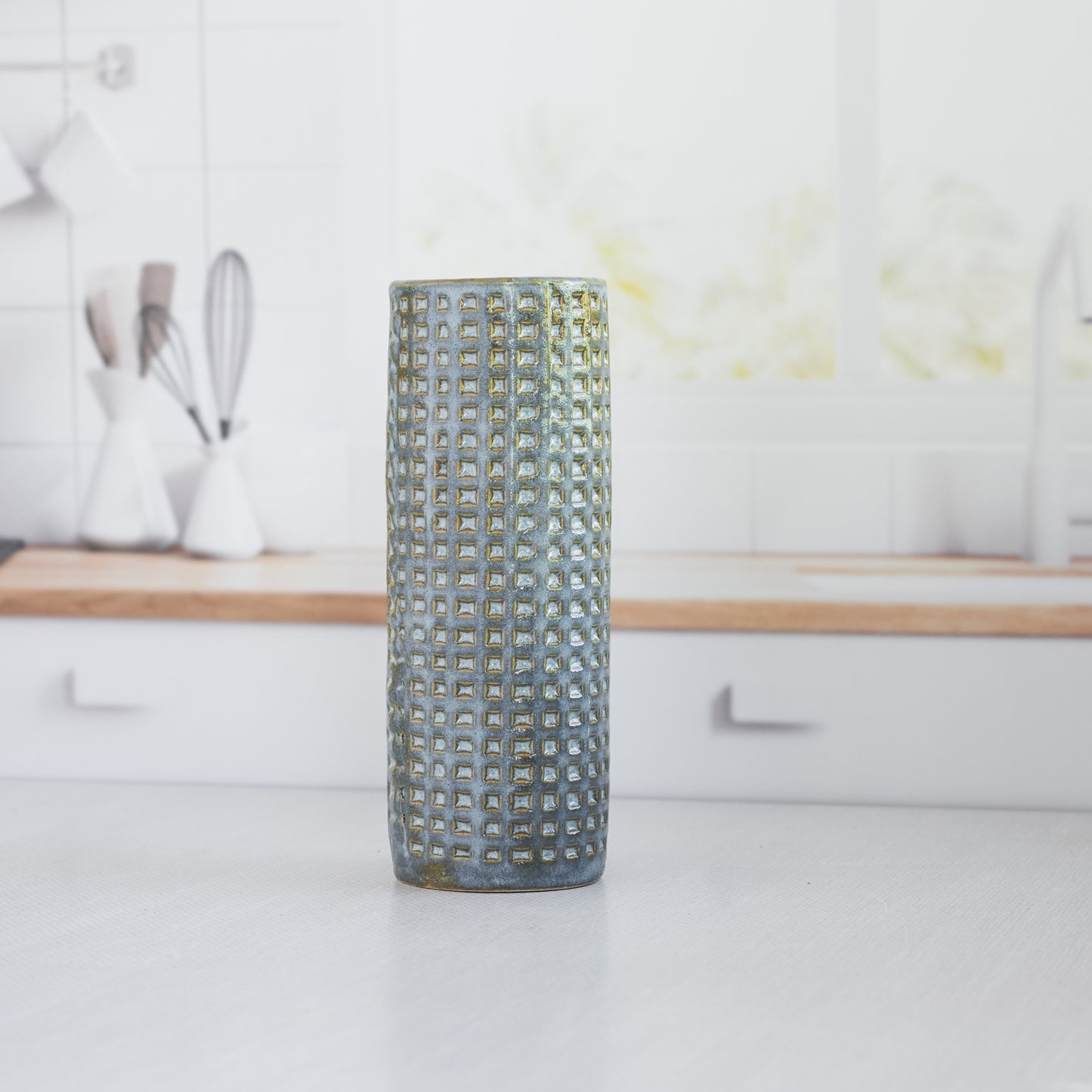 Bud Vase - Blue Grid