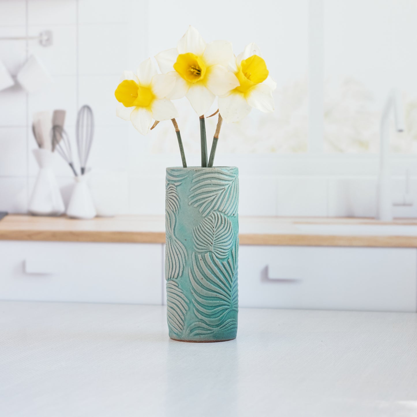 Bud Vase - Teal Frond