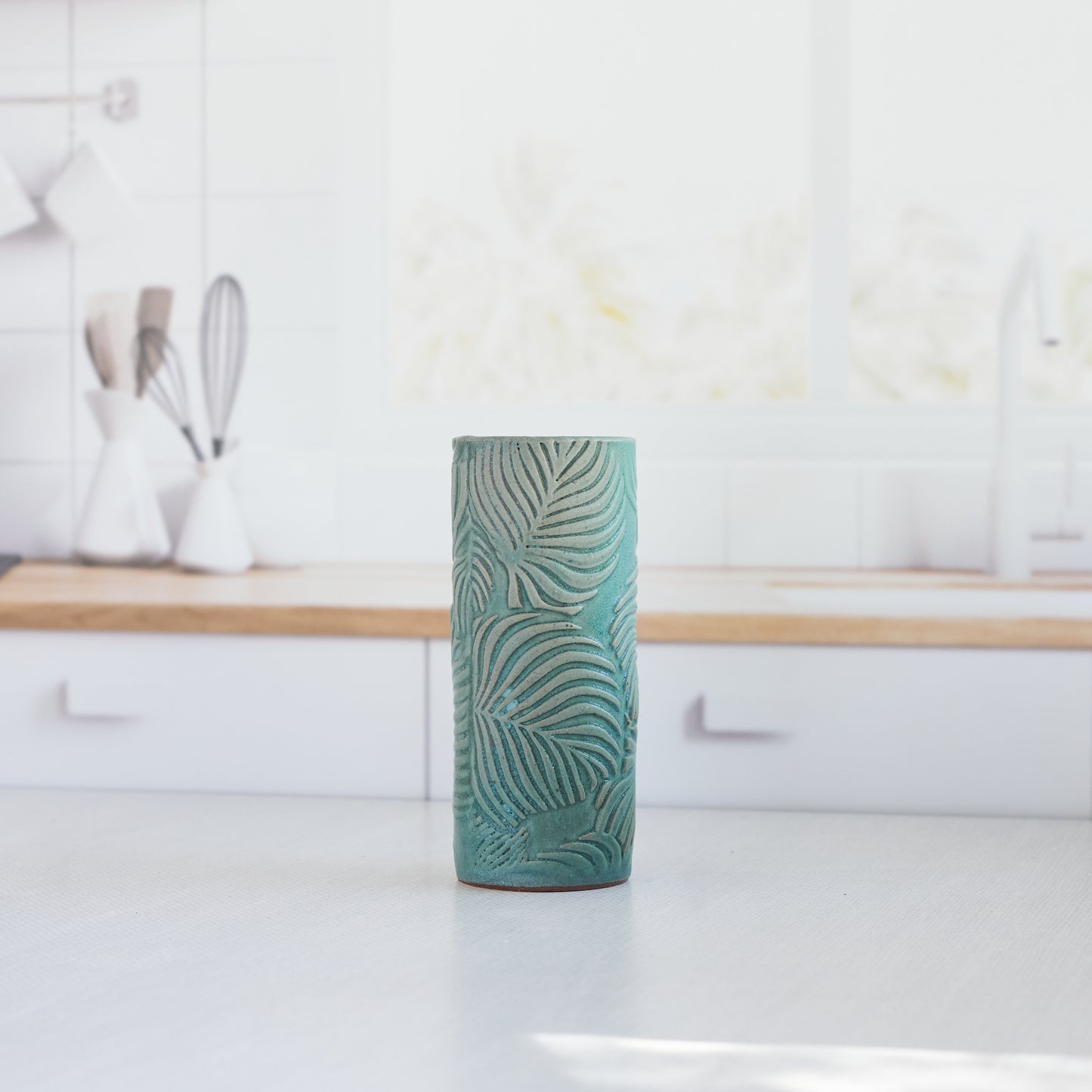 Bud Vase - Teal Frond